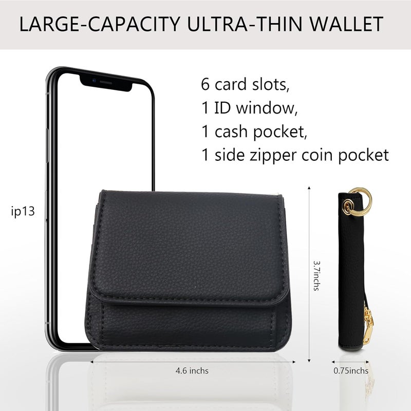 Sunpour Store Keychain Wallet RFID Wristlet Wallets for Women,Small Wallets Woman Key Chain Wallet with Coin Pocket and Id Window - Image 2